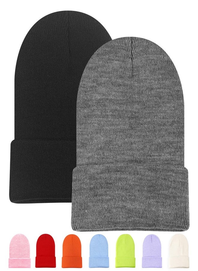 DASSNANE 2 PCS Beanies Hats Multiple Colors Available Stocking caps for Women, Ski Hat Winter Knitted Hat Elasticity Soft Black and Gray - Image 1